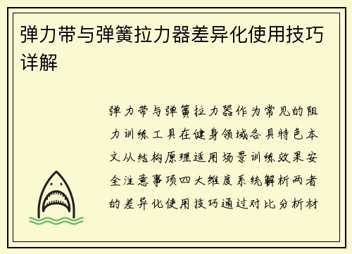 弹力带与弹簧拉力器差异化使用技巧详解