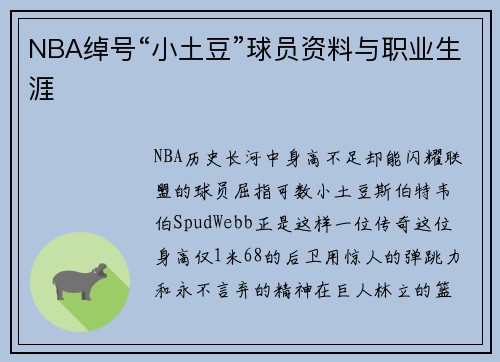 NBA绰号“小土豆”球员资料与职业生涯